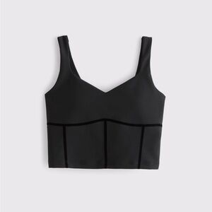 NWT Abercrombie YPB SCULPTLUX sweetheart sports bra tank black velvet stripe